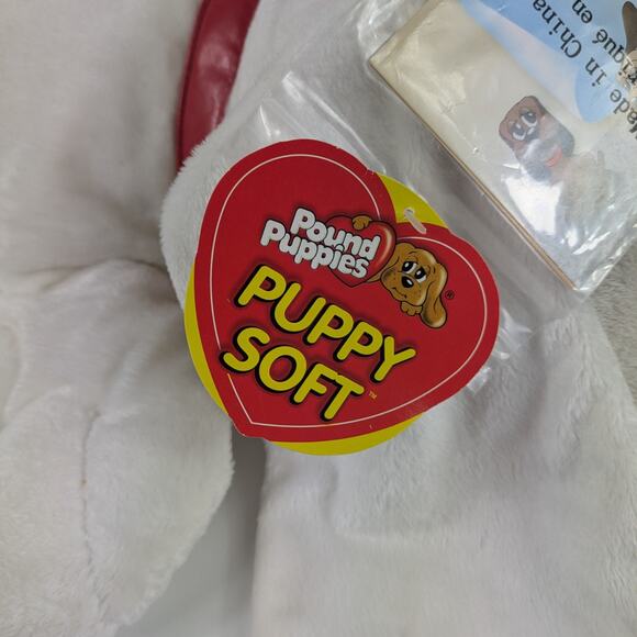2007 Large Pound Puppy Puppies 01300 Autographed Bowling White Red Collar Plush - Picture 5 of 16